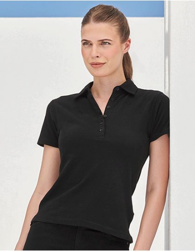 S-SK042-Womens Short Sleeved Stretch Polo